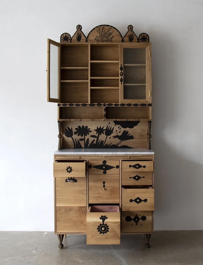 the witches cabinet is available in american black walnut (shown), hard maple, 23