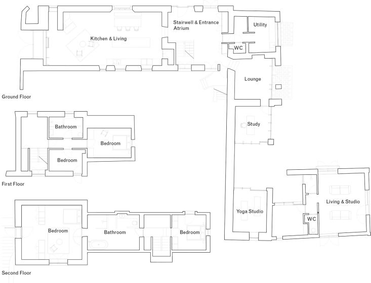 the converted three story wool hall has four bedrooms upstairs, and an updated  31