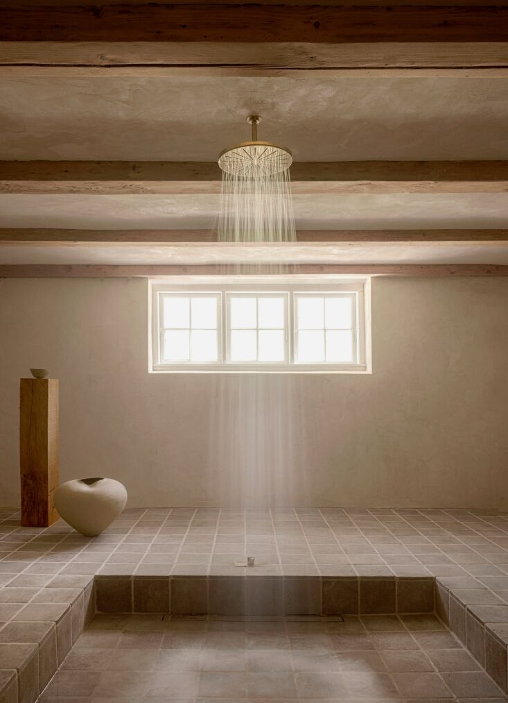 a recessed floor overhead shower. 37