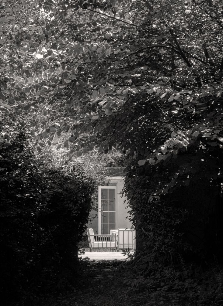 a portal like garden hedge looking back to the property. 41