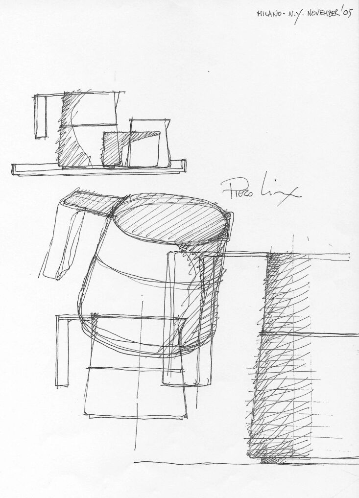 lissoni\2\17;s sketch for the alessi pina espresso maker. 22