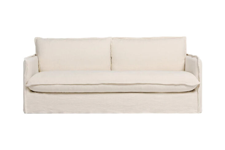 the six penny neva sofa, shown in washed cotton, comes in both 7\2 inch and 84  19
