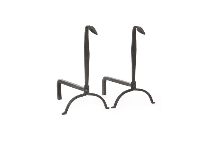 wrought iron stylized serpent andirons 260