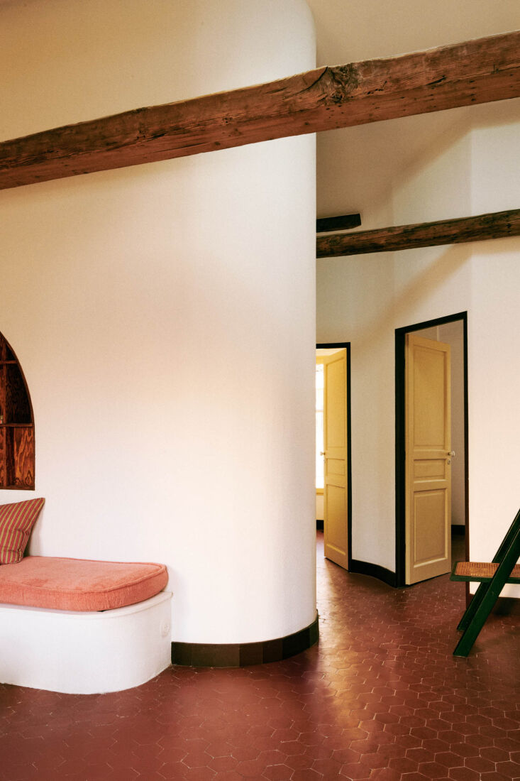 the walls throughout were painted in a white called pointing, the doors are yel 24