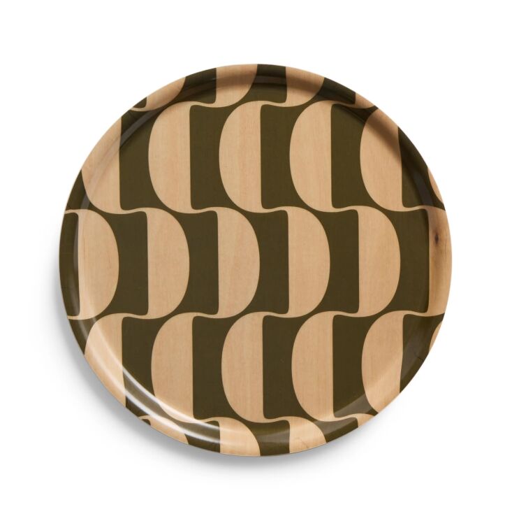 the \1\2 inch parentheses pattern round tray in pesto, a house industries colla 19