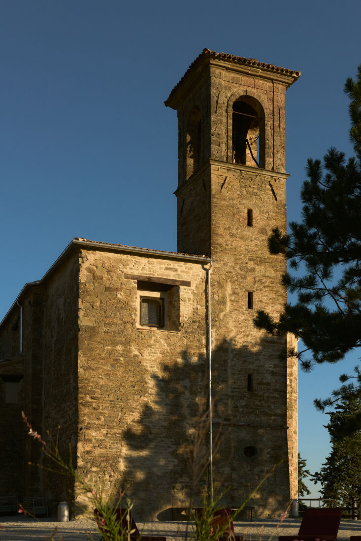 the ancient bell tower at scavolo. 32