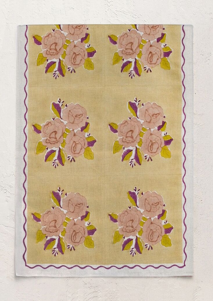 soil to studio\2\17;s sara linen table runner has a hay colored backgrou 20