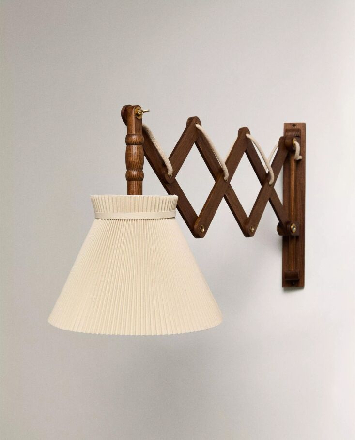 zara home\2\17;s wood wall sconce is made of ash and has a folded cotton 23