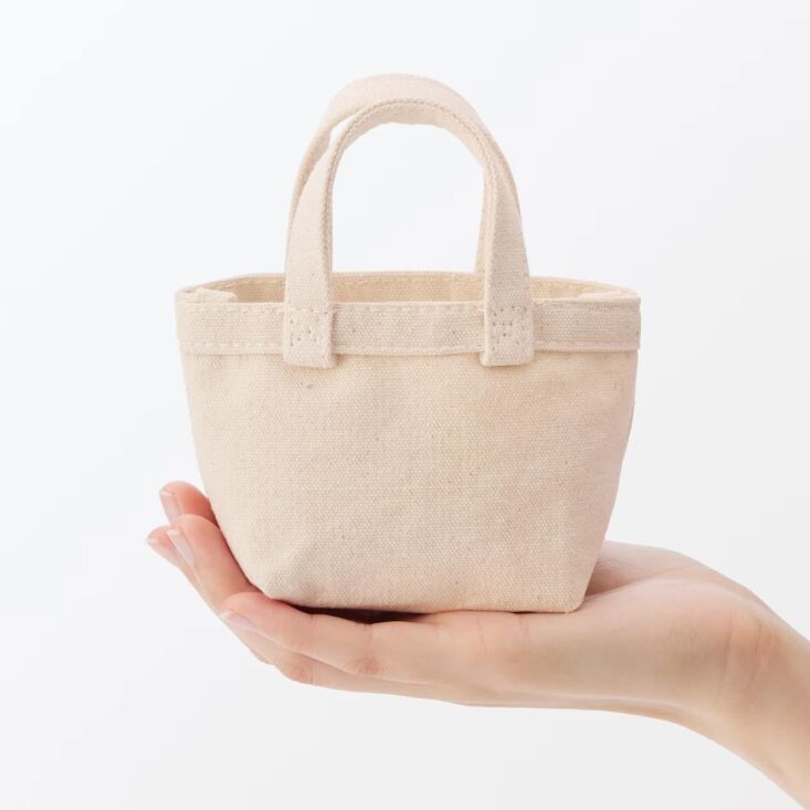 made of stitched cotton canvas, muji\2\17;s mini canvas tote bag, \$4.90 26