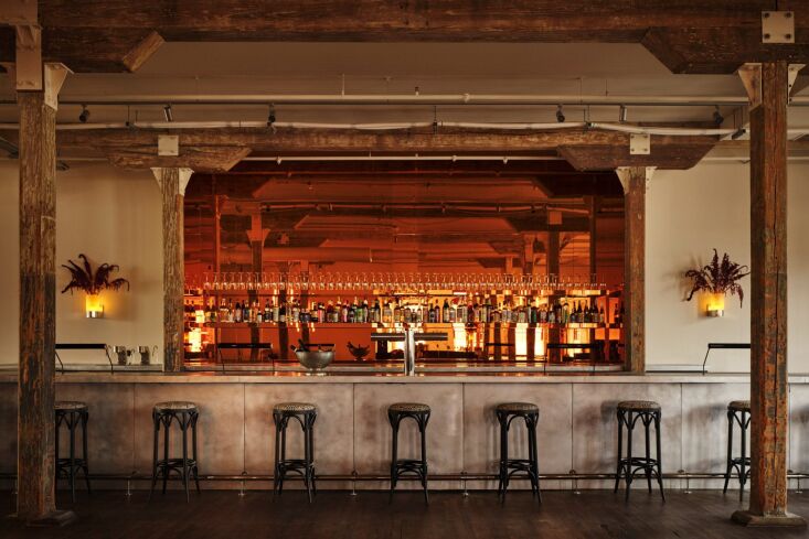 also in the lounge, this showstopper of a zinc topped bar against a wall of amb 20