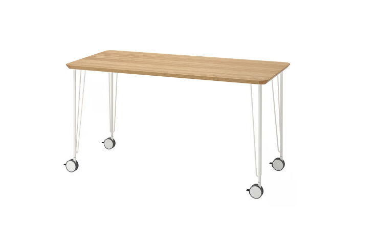 and a pretty close lookalike from ikea: the anfallare/krille desk with bamboo t 26