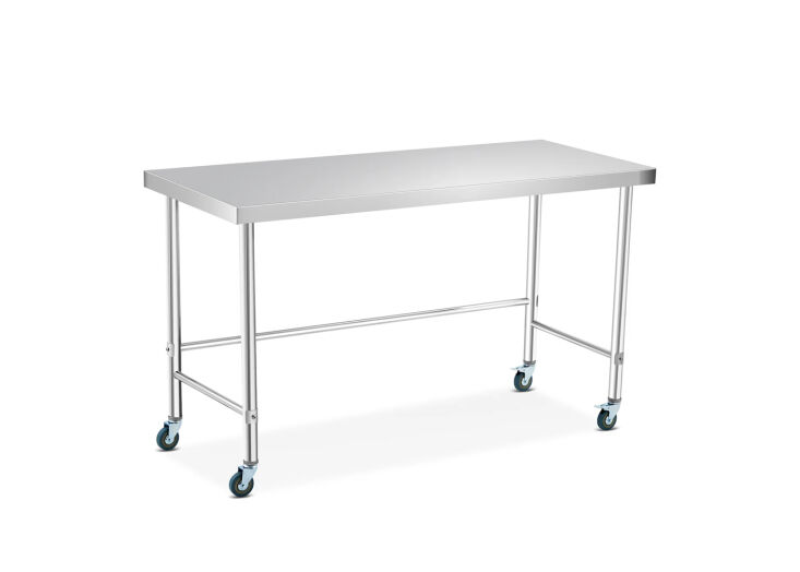 take cues from the restaurant kitchen: stainless steel prep tables can be found 20