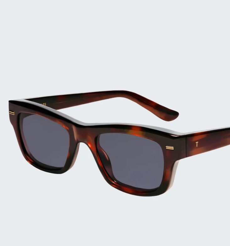 the jack sunglasses in dark tortoise with black lenses by thistles nyc; \$380. 25