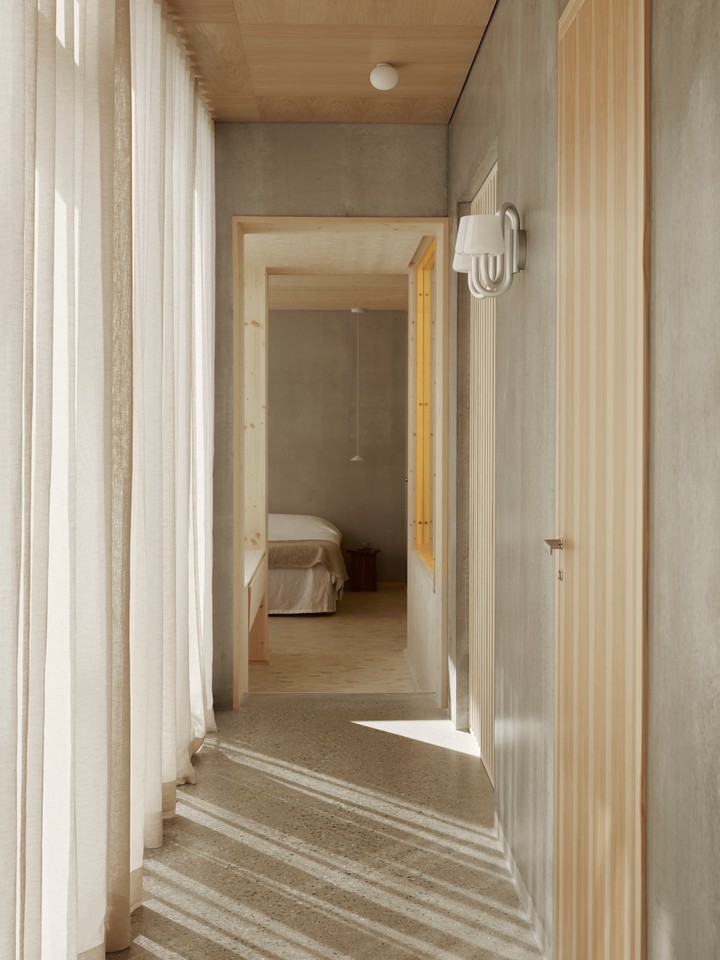 the other material at play in the house? light. here, a look into a bedroom. 25