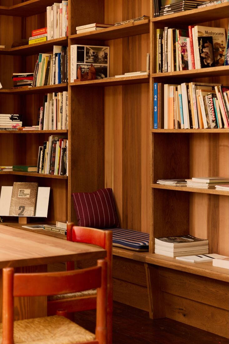a reading nook amid the books. 31