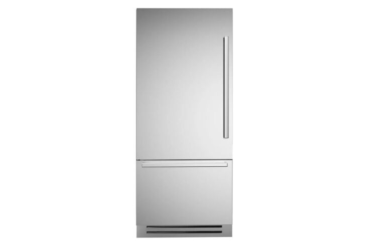 the stainless steel bertazzoni 36 inch built in bottom freezer refrigerator (re 24
