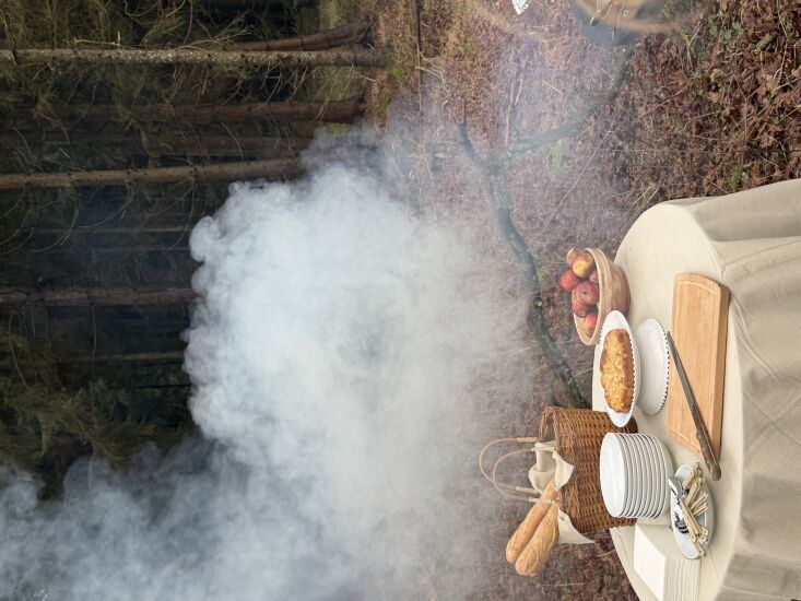 an outdoor grill brings warmth to the autumnal gathering. 25