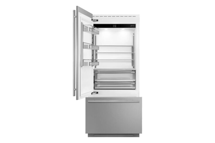 the stainless steel smeg 36 inch built in bottom freezer refrigerator (rbmu36lx 22